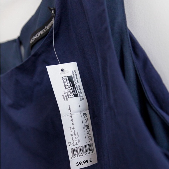 New Monoprix dress layered loose fit cotton unique cut S small lagenlook coastal - Picture 3 of 6